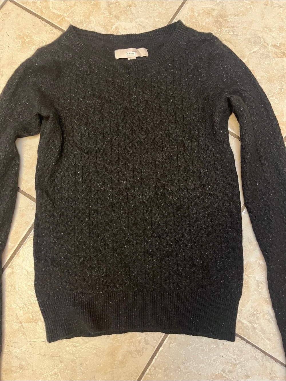 LOFT Black Cable-Knit Sweater XS